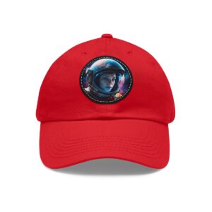 Dad Hat featuring a design of a focused astronaut with a space background on front