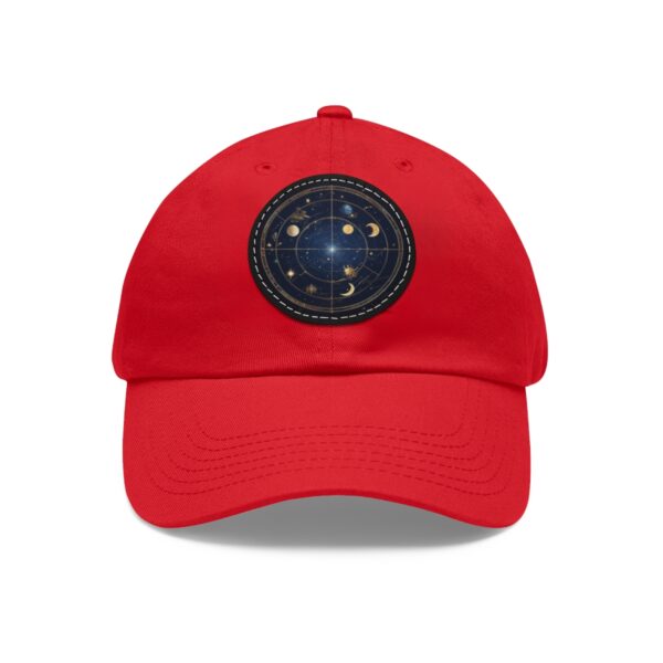 Dad Hat featuring a star map design with constellations and moon phases on front