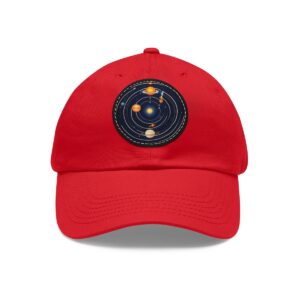 Dad Hat featuring a solar system design with planets orbiting around the sun on front