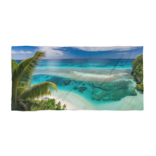 Tropical beach with palm trees and clear turquoise water beach towel