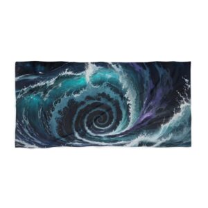 Abstract wave beach towel with swirling ocean pattern