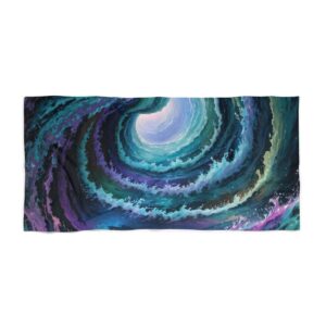 Abstract wave pattern beach towel with swirling colors