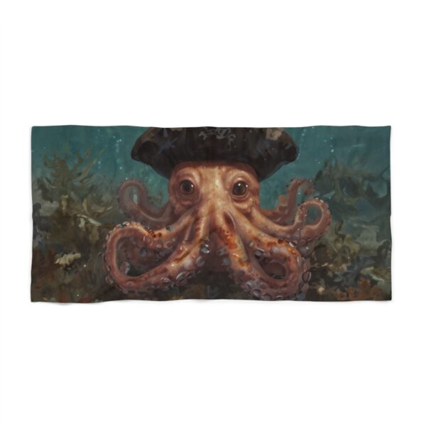 Pirate octopus with hat underwater scene beach towel