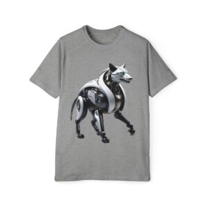 Gray T-shirt featuring a dynamic pose of a metallic cybernetic animal.