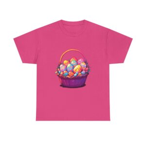 Unisex Tee with a colorful Easter eggs basket design