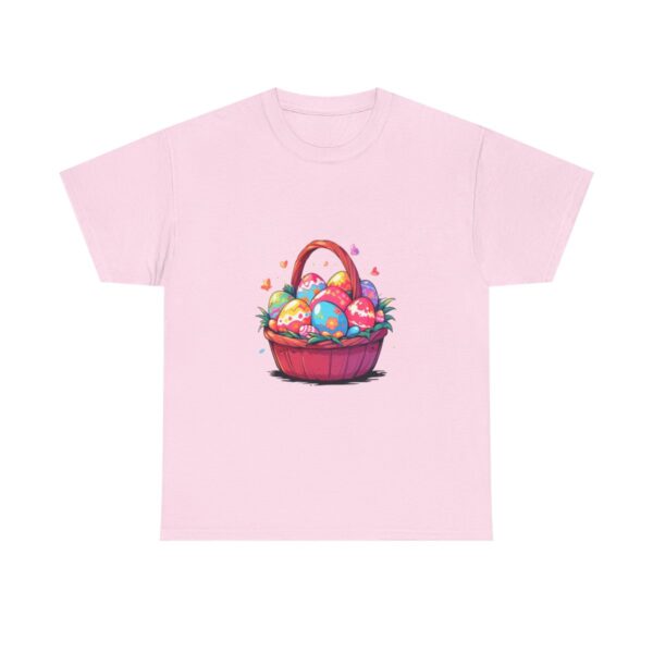 Unisex Tee with a colorful Easter eggs basket design