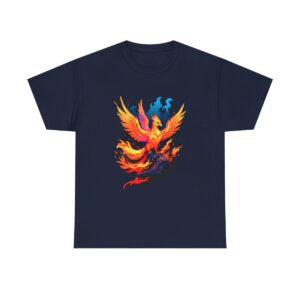 Unisex heavy cotton tee with vibrant phoenix rising design