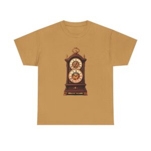 Unisex heavy cotton tee with an illustration of an antique clock