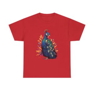 Unisex heavy cotton tee with a colorful peacock design