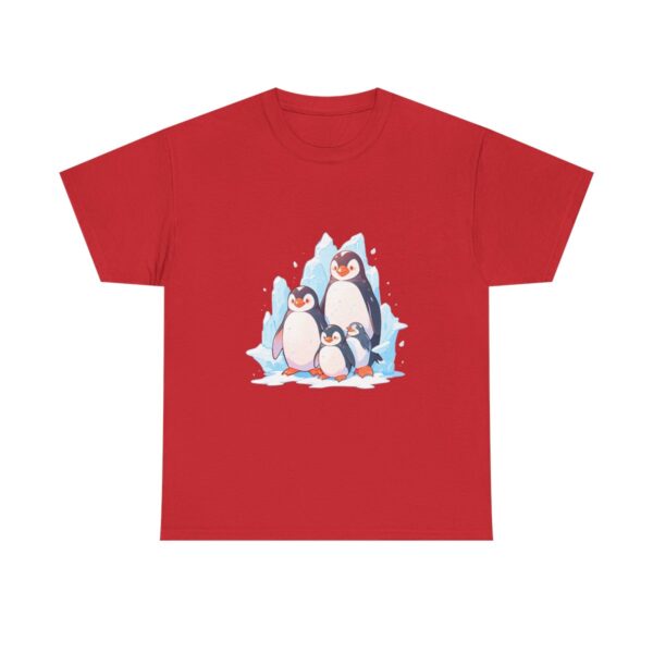 Unisex heavy cotton tee with a cute penguin family design