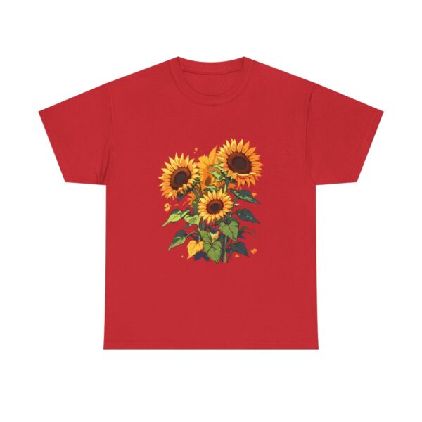 Unisex heavy cotton tee with blooming sunflowers design