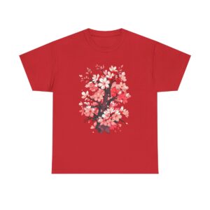 Cherry blossom tree with pink flowers design on a T-shirt