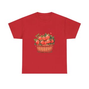 Unisex Tee with a basket of ripe strawberries design