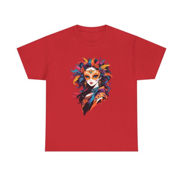 Unisex Tee with a colorful masquerade ball design