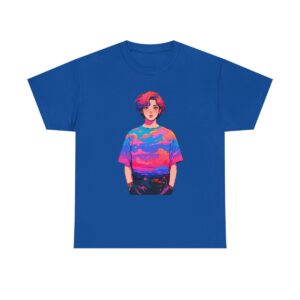 Unisex Tee with a vibrant colors design featuring a person