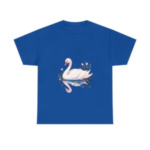 Unisex heavy cotton tee with a graceful swan and reflection design