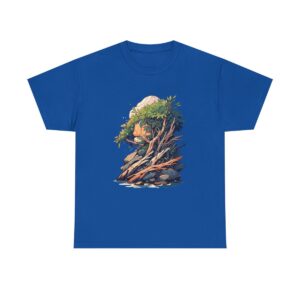 Rocky beach with trees and rocks design on a T-shirt