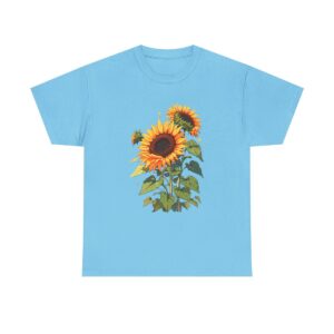 Unisex heavy cotton tee with vibrant blooming sunflowers design