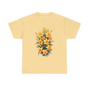 Unisex tee with daffodils design