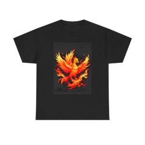 Unisex heavy cotton tee with blazing phoenix design