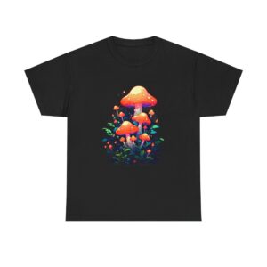 Colorful mushrooms design on a T-shirt