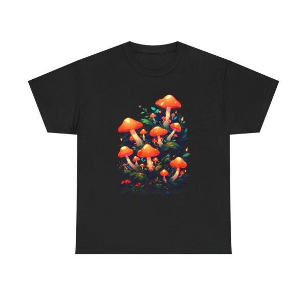 Vibrant mushrooms design on a T-shirt