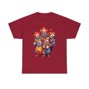 Unisex Tee with colorful funny clowns design