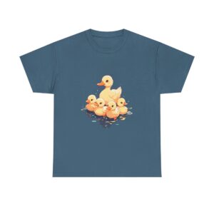 Cute ducklings swimming in water design on a T-shirt