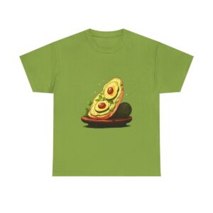 Unisex heavy cotton tee with an avocado toast design