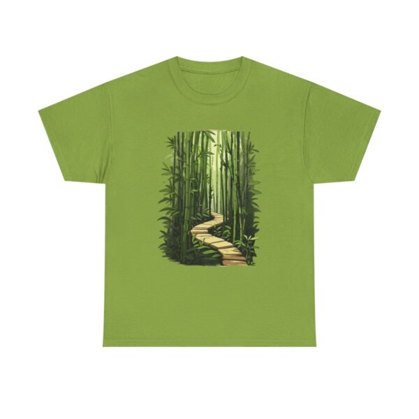 Unisex heavy cotton tee with bamboo forest path design