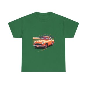 Unisex tee with vintage car design in bright colors