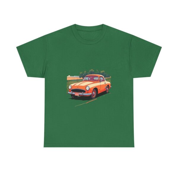 Unisex tee with vintage car design in bright colors