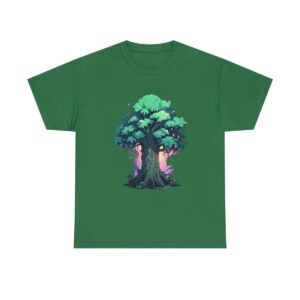 Unisex heavy cotton tee with an illustration of an ancient tree