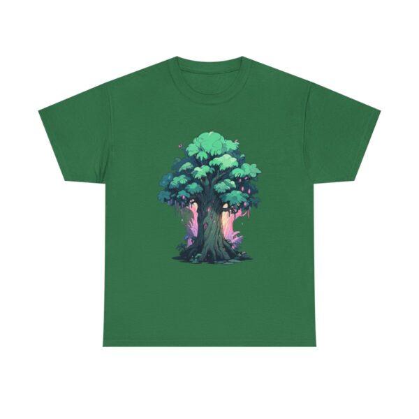 Unisex heavy cotton tee with an illustration of an ancient tree