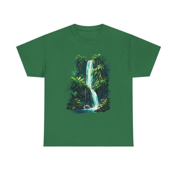 Unisex tee with a lush waterfall design