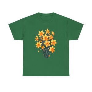 Unisex Tee with vibrant daffodil bouquet design