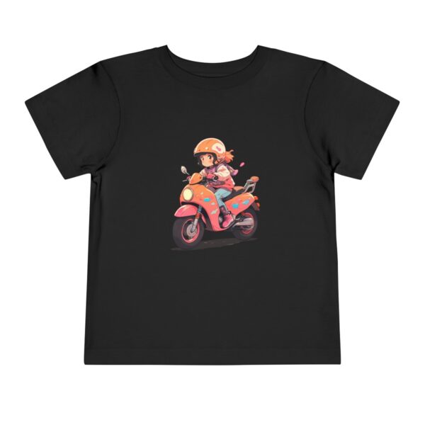 Toddler Short Sleeve Tee with a cute motorcycle rider and cat design