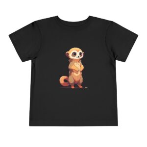 Toddler short sleeve tee with an adorable meerkat design on a black background