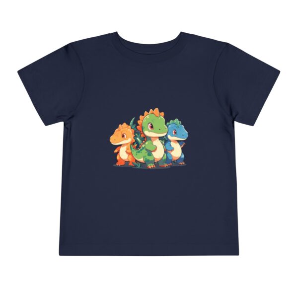 Toddler Short Sleeve Tee with cute green, orange, and blue dinosaurs design