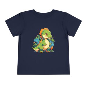 Toddler Short Sleeve Tee with cute green, orange, and blue dinosaurs design