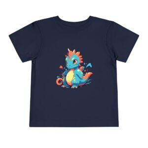 Toddler Short Sleeve Tee with cute blue and orange therizinosaurus design