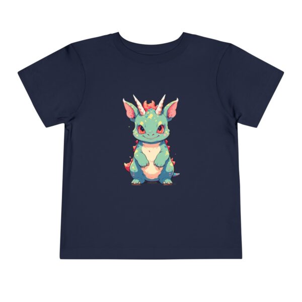 Toddler Short Sleeve Tee with adorable green and pink carnotaurus design