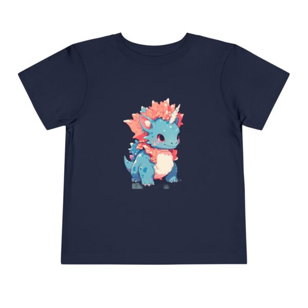 Toddler Short Sleeve Tee with cute blue and white styracosaurus design