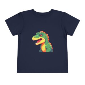 Toddler short sleeve tee with a baby T-Rex design on a navy background