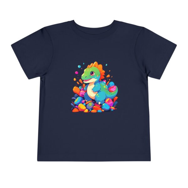 Toddler Short Sleeve Tee with a colorful baby dinosaur and eggs design