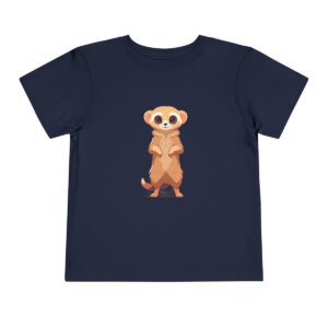 Toddler short sleeve tee with an adorable meerkat design on a navy blue background