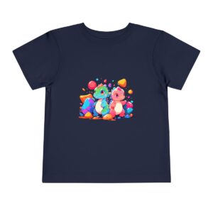 Toddler Short Sleeve Tee with cute colorful baby dinosaurs design