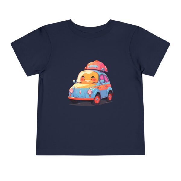 Toddler Short Sleeve Tee with a cute colorful car and luggage design