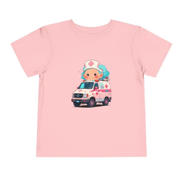 Toddler Short Sleeve Tee with cute paramedic nurse and ambulance design