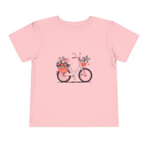 Toddler Short Sleeve Tee with a cute bicycle and flowers design